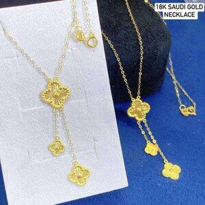 18k real saudi yellow gold LIGHT WEIGHT Necklace 18”